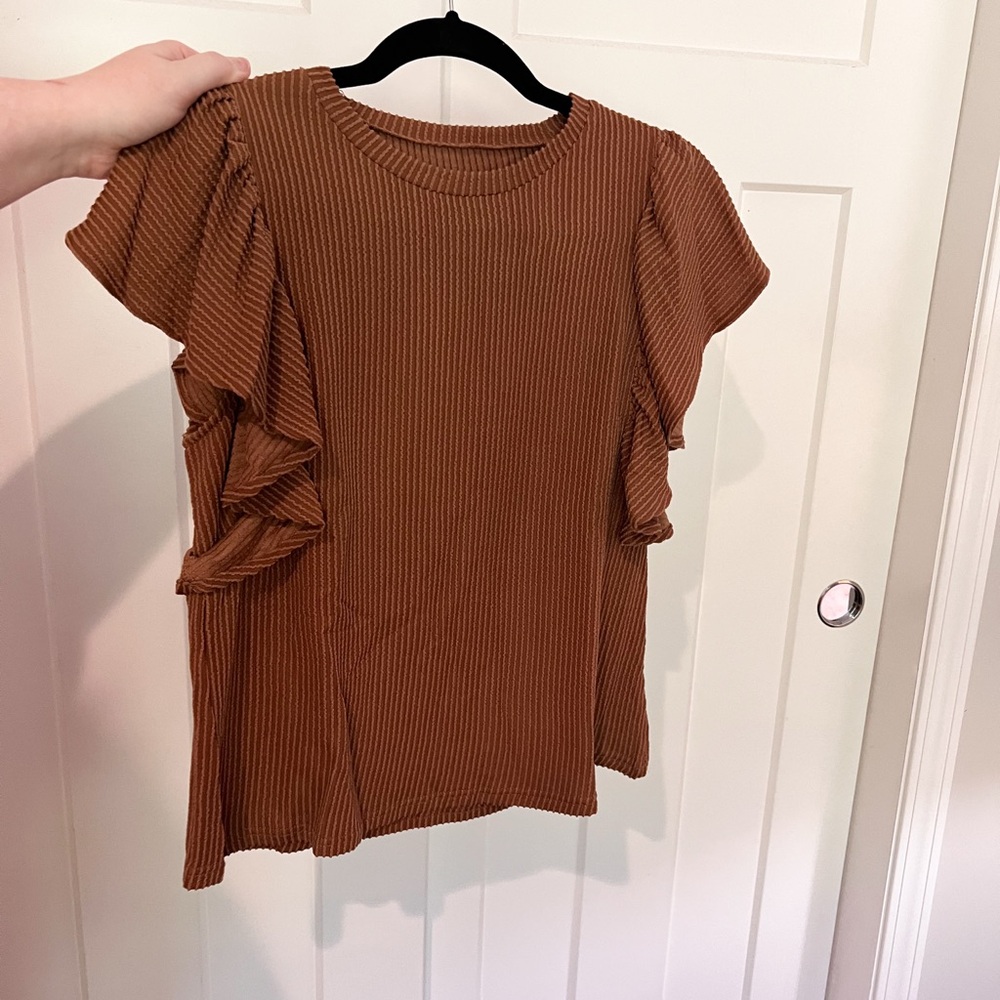 Ruffled Brown Top